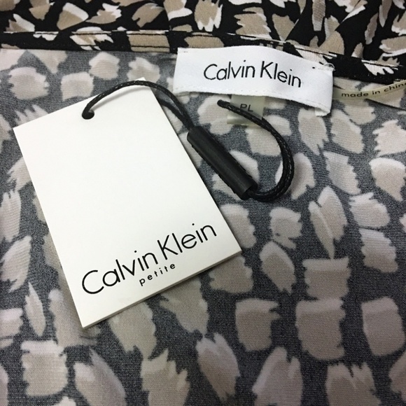 Calvin Klein Cowl Neck Top Blouse Tank Khaki Abstract print - Picture 11 of 13